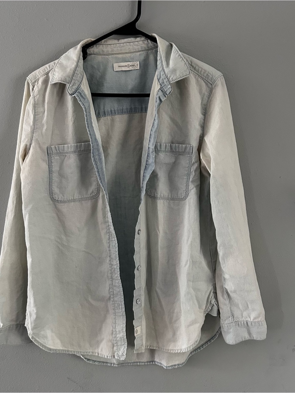 Treasure & Bond Cotton Light Wash Button Down Shirt